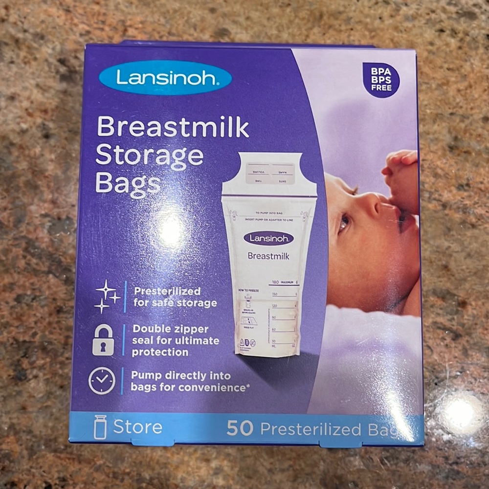 NWT never opened lansinoh breast milk storage bags 50 count